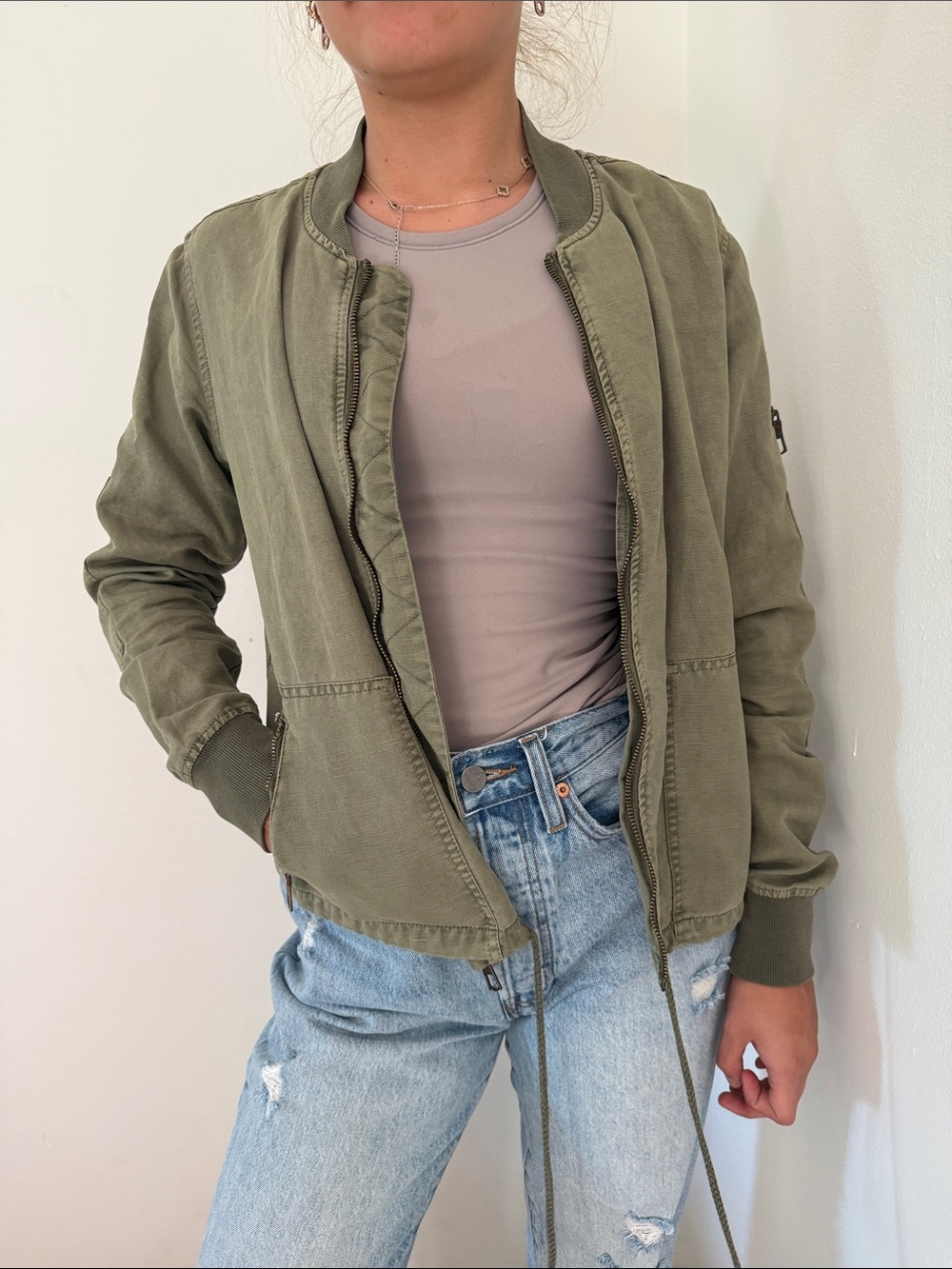 Michael Stars XS Olive Green Women's Bomber Jacket